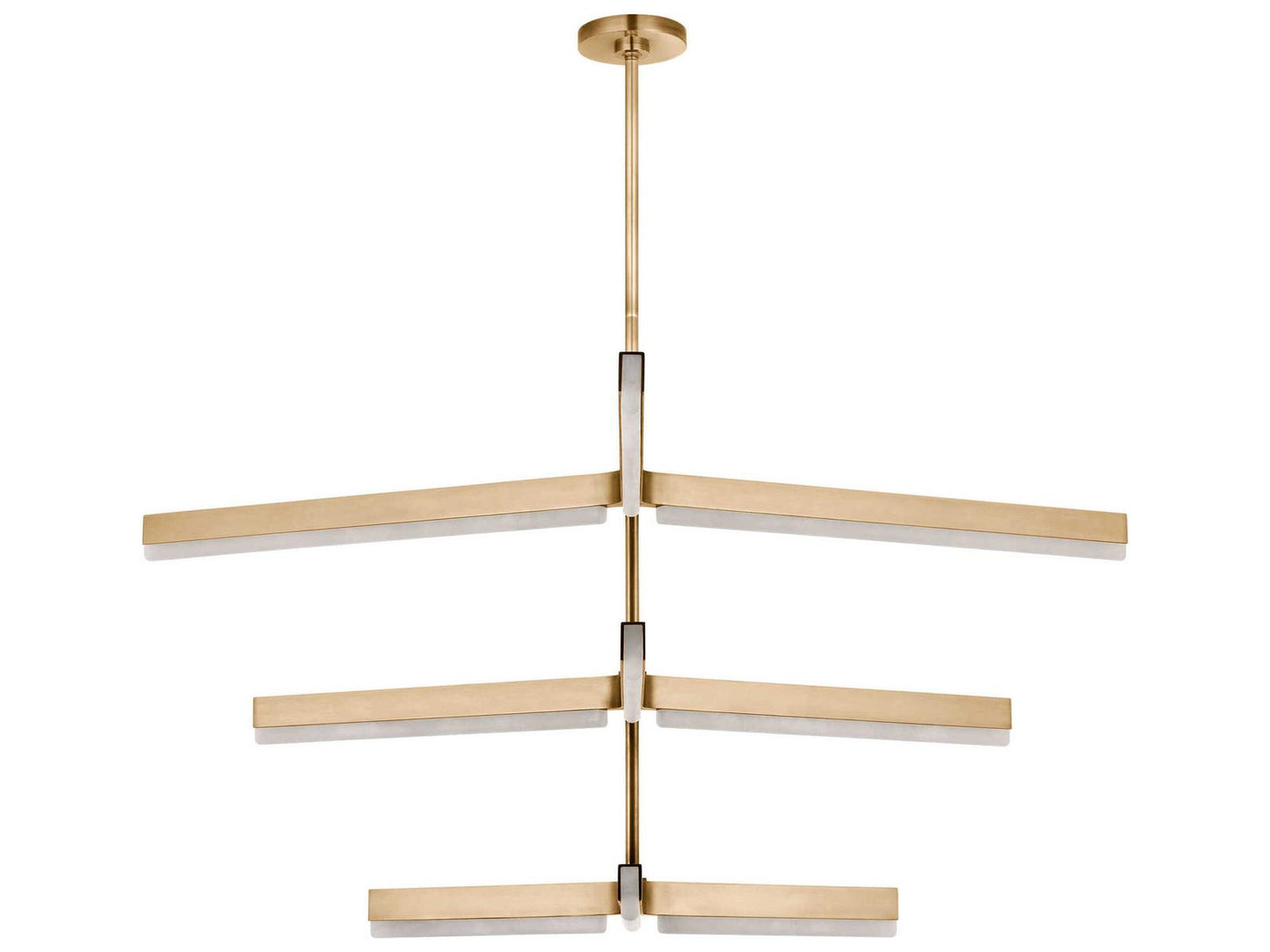 Visual Comfort Modern Linea 9-Light Three Tier Chandelier in Hand Rubbed Antique Brass