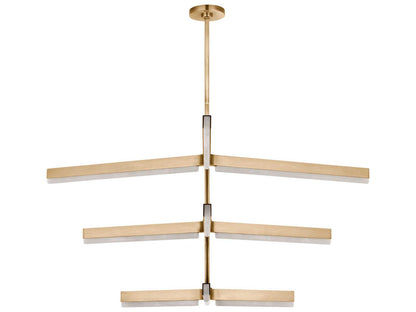 Visual Comfort Modern Linea 9-Light Three Tier Chandelier in Hand Rubbed Antique Brass