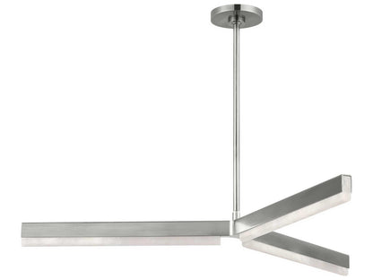 Visual Comfort Modern 42-Inch 3-Light Linea Linear Chandelier in Antique Nickel and Alabaster