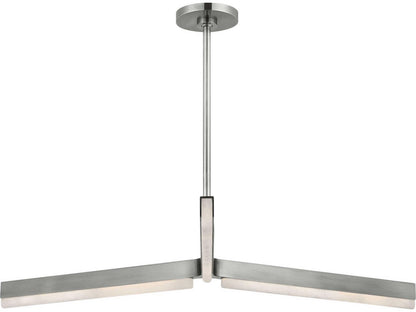 Visual Comfort Modern 42-Inch 3-Light Linea Linear Chandelier in Antique Nickel and Alabaster