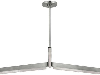 Visual Comfort Modern 42-Inch 3-Light Linea Linear Chandelier in Antique Nickel and Alabaster
