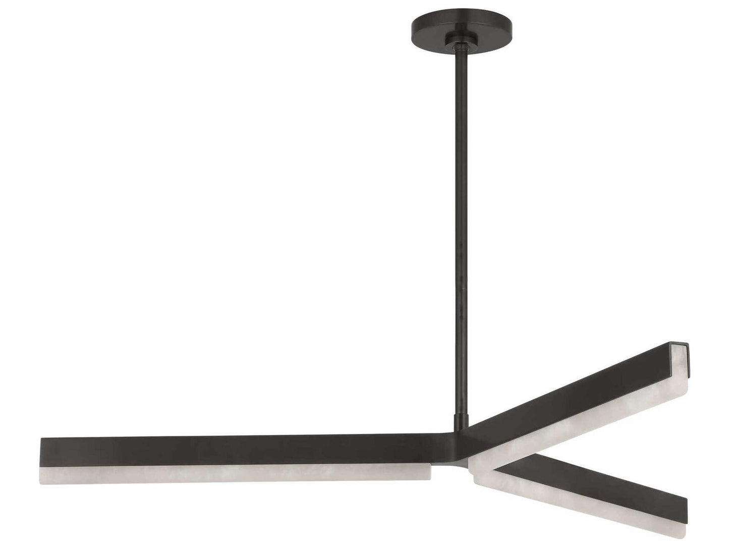 Visual Comfort Modern Linea 3-Light LED Linear Chandelier in Bronze with Alabaster