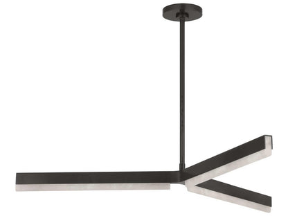 Visual Comfort Modern Linea 3-Light LED Linear Chandelier in Bronze with Alabaster