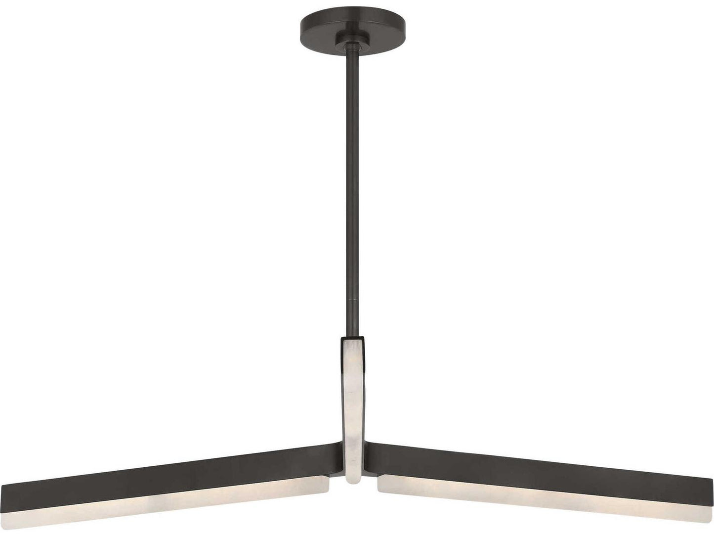 Visual Comfort Modern Linea 3-Light LED Linear Chandelier in Bronze with Alabaster