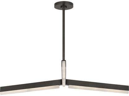Visual Comfort Modern Linea 3-Light LED Linear Chandelier in Bronze with Alabaster