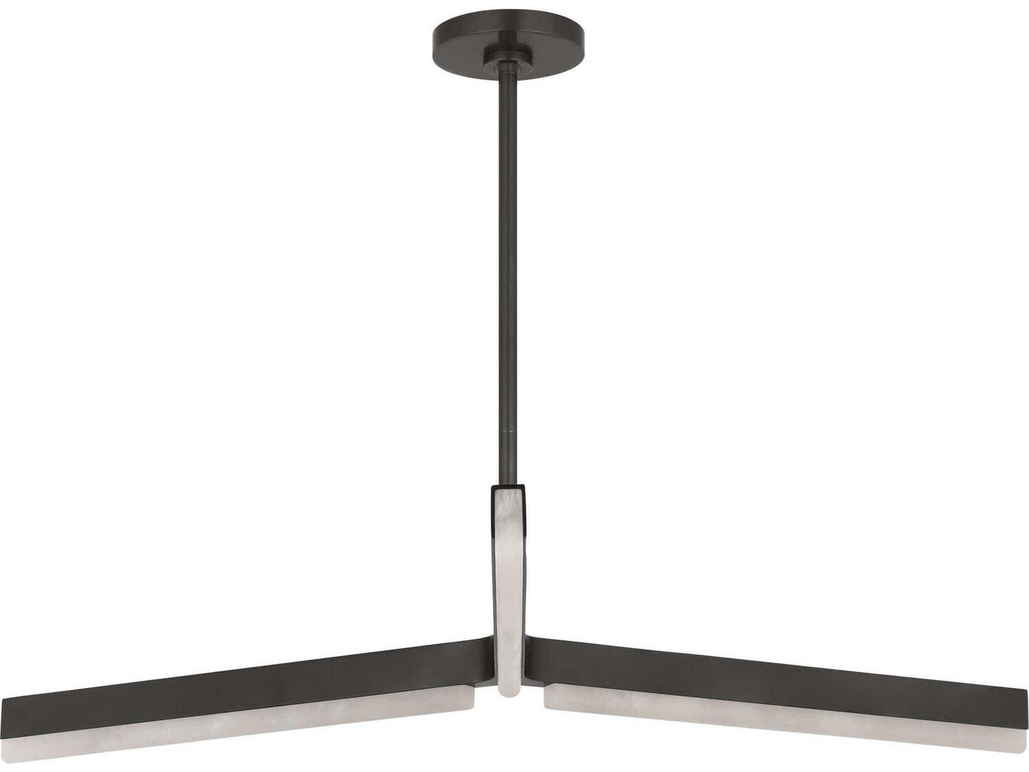 Visual Comfort Modern Linea 3-Light LED Linear Chandelier in Bronze with Alabaster