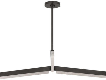 Visual Comfort Modern Linea 3-Light LED Linear Chandelier in Bronze with Alabaster