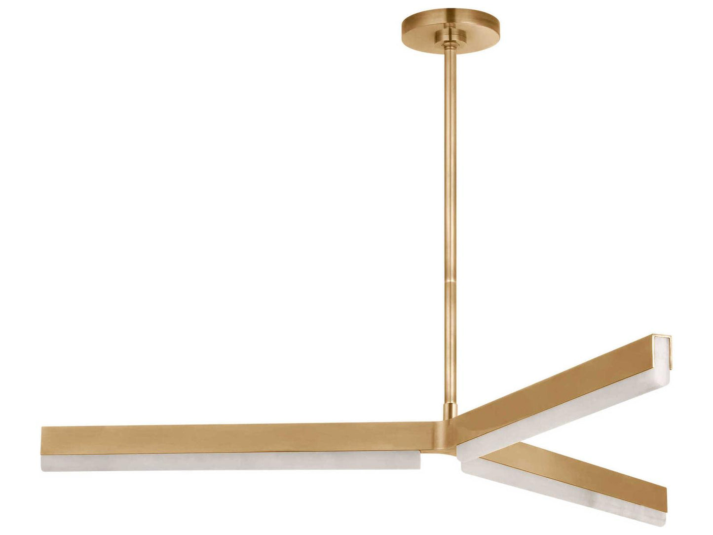 Visual Comfort Modern Linea 3-Light Linear Chandelier in Hand Rubbed Antique Brass and Alabaster
