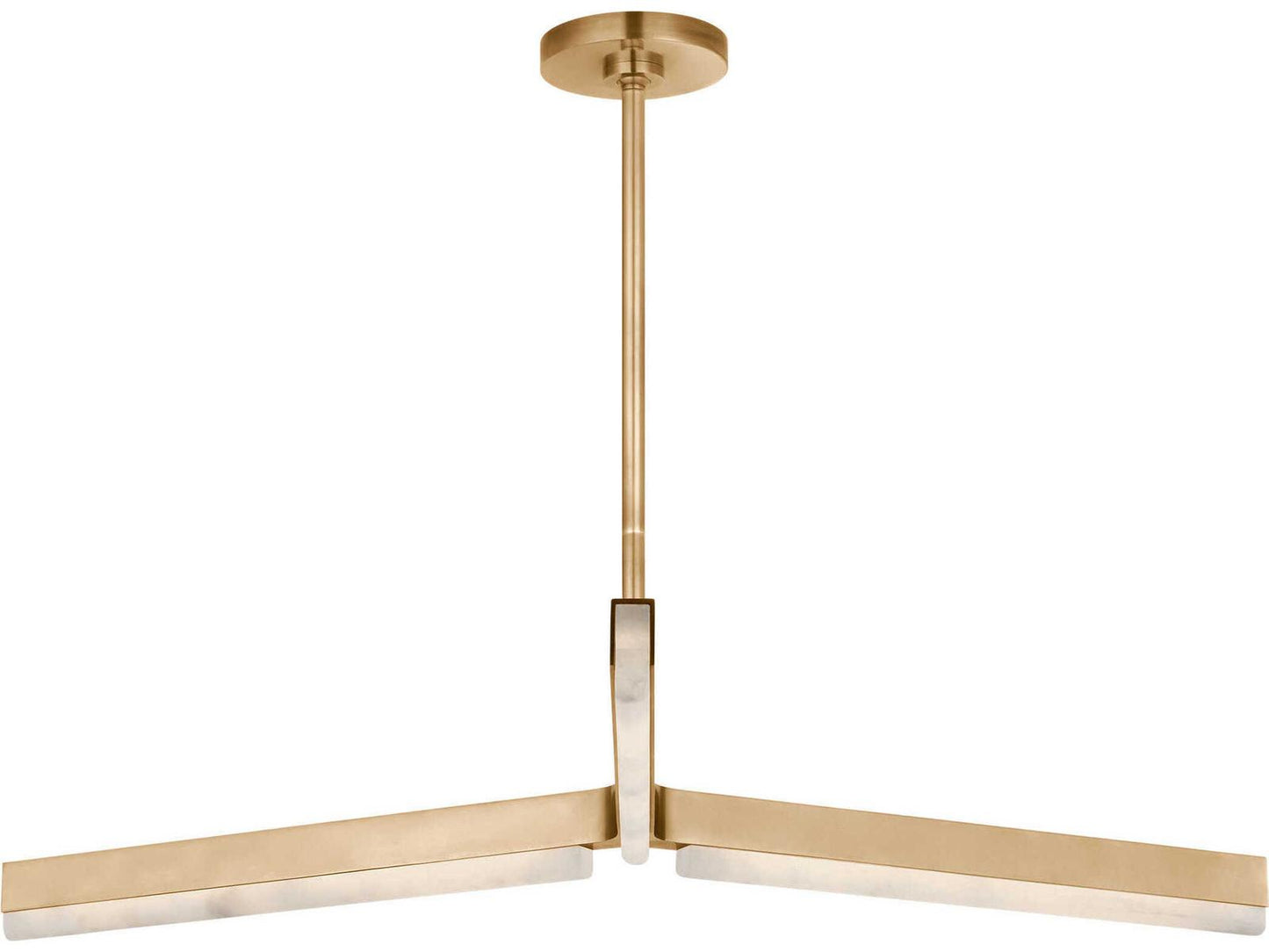 Visual Comfort Modern Linea 3-Light Linear Chandelier in Hand Rubbed Antique Brass and Alabaster