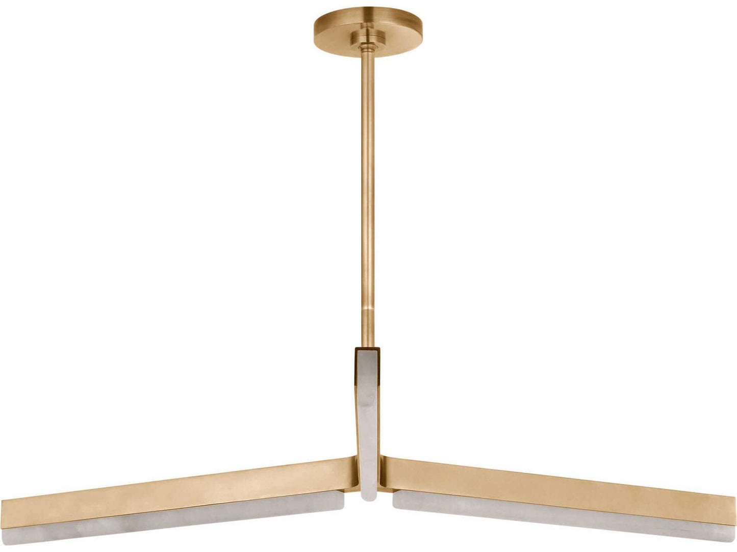 Visual Comfort Modern Linea 3-Light Linear Chandelier in Hand Rubbed Antique Brass and Alabaster