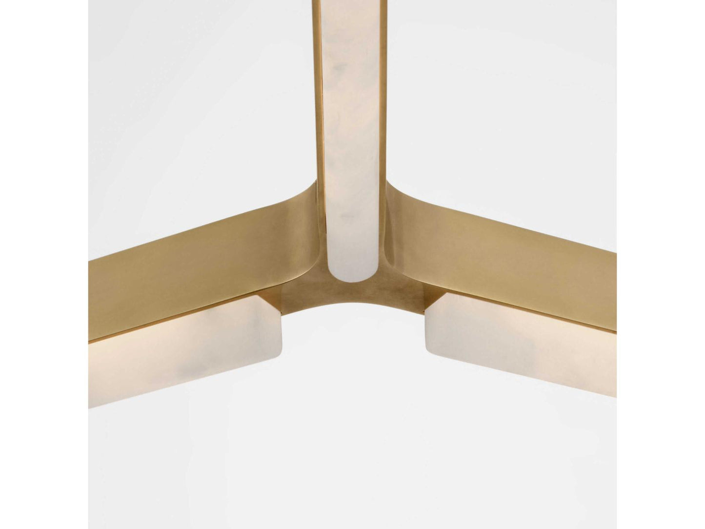 Visual Comfort Modern Linea 3-Light Linear Chandelier in Hand Rubbed Antique Brass and Alabaster