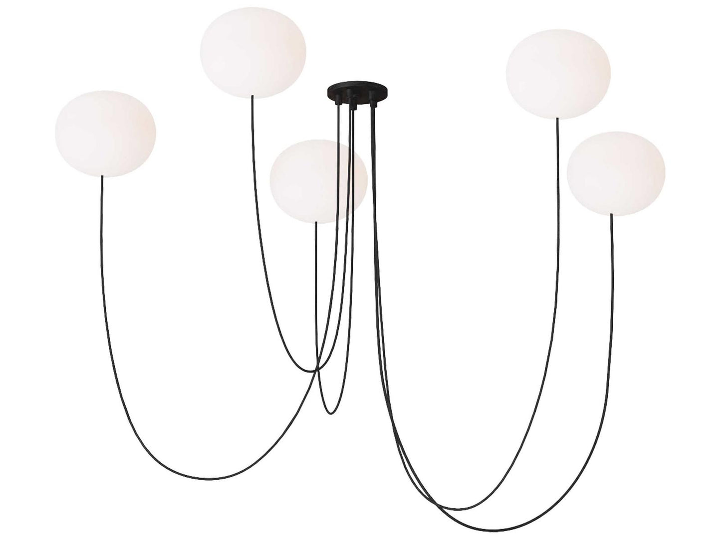 Visual Comfort Modern Helium 5-Light LED Chandelier in Matte Black