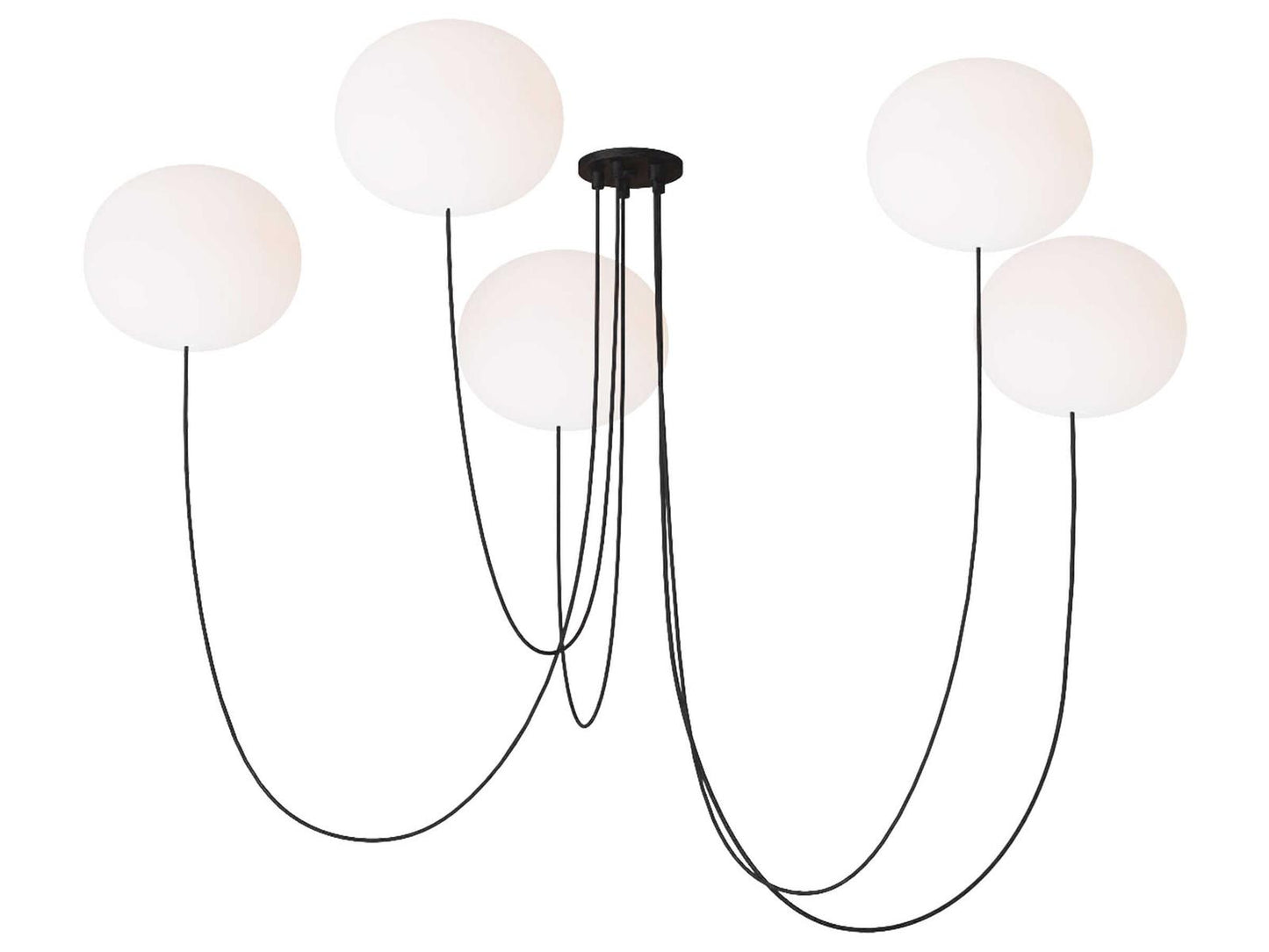 Visual Comfort Modern 5-Light Helium LED Globe Chandelier in Matte Black