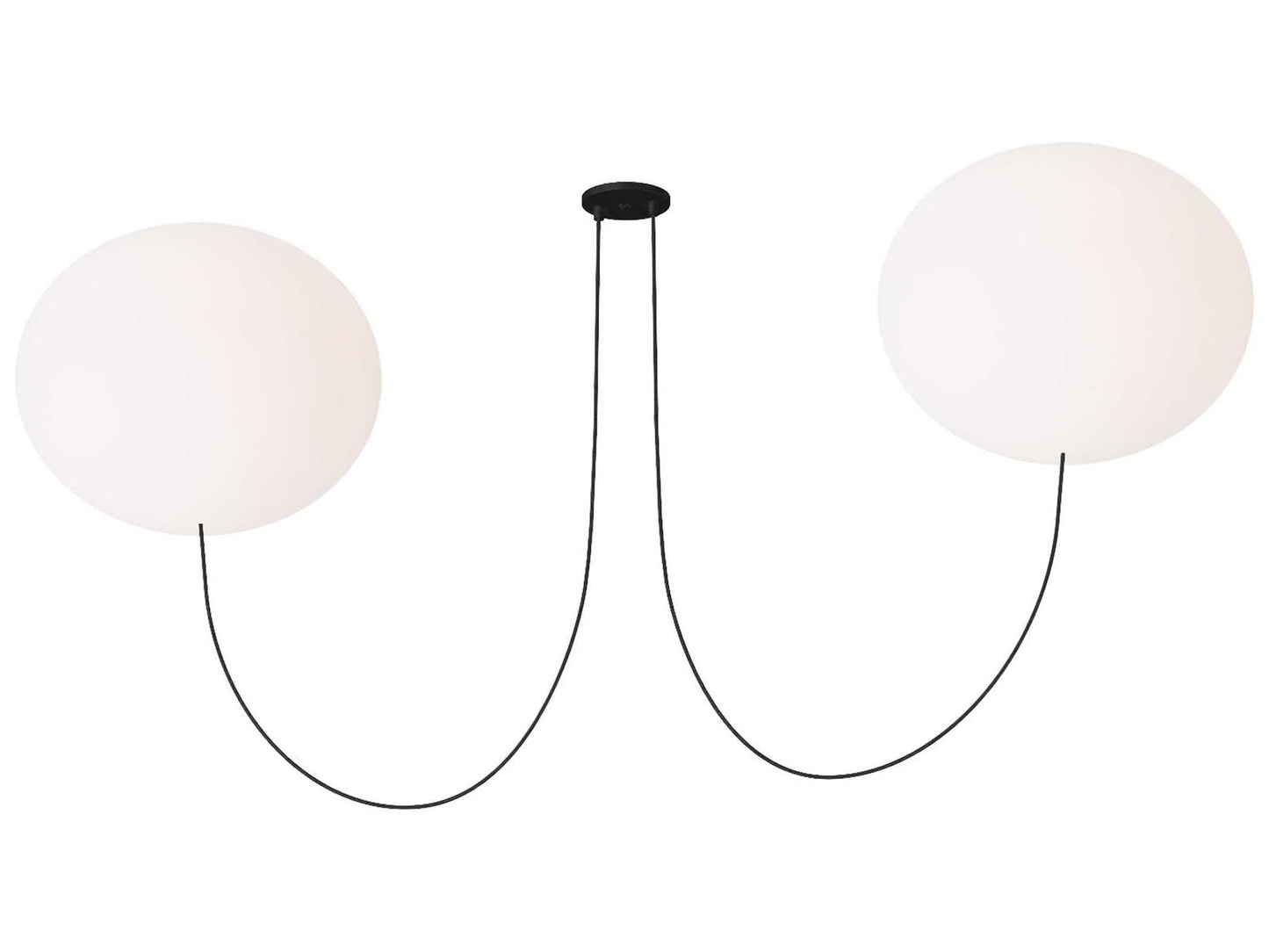 Visual Comfort Modern Helium 2-Light LED Chandelier in Matte Black with Opal Etched Globes