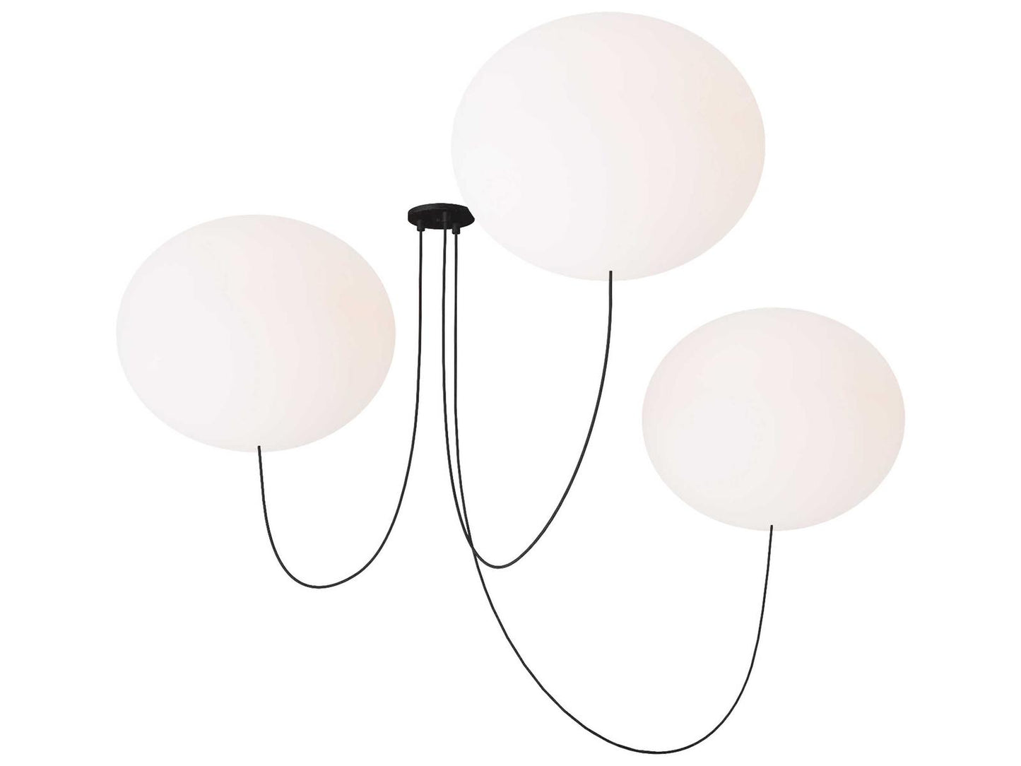 Visual Comfort Modern Helium 3-Light LED Chandelier in Matte Black with Opal Etched Glass