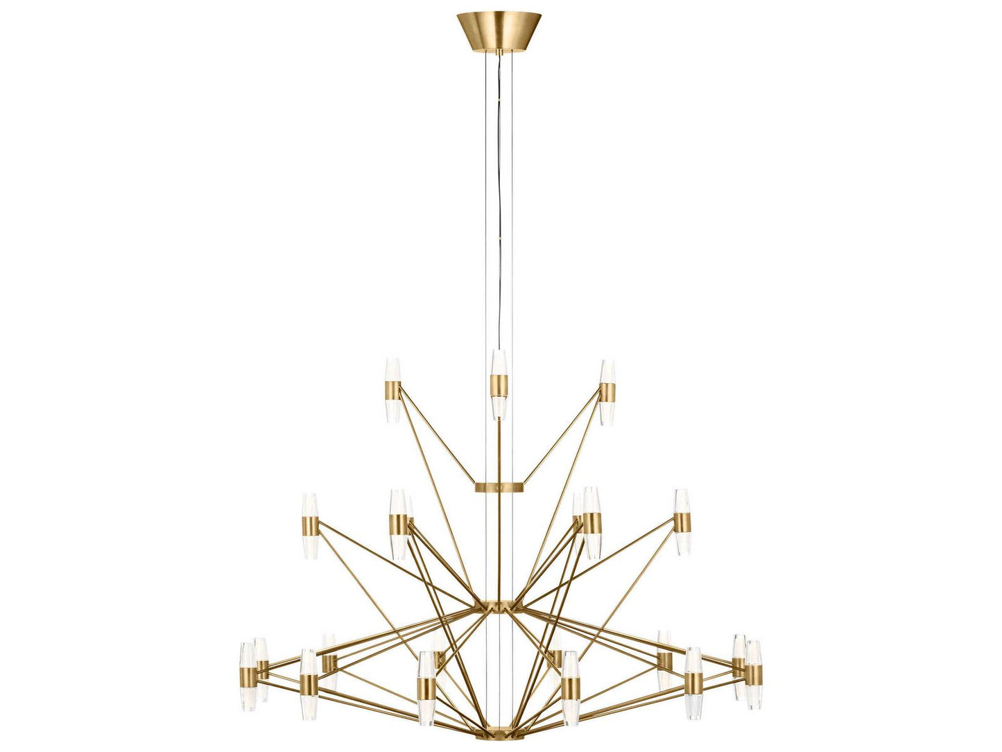 Visual Comfort Modern Lassell 42-Light LED Chandelier in Natural Brass with Crystal