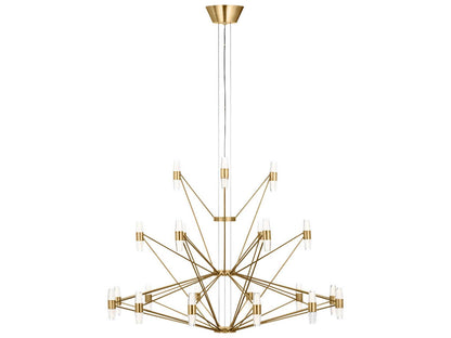 Visual Comfort Modern Lassell 42-Light LED Chandelier in Natural Brass with Crystal