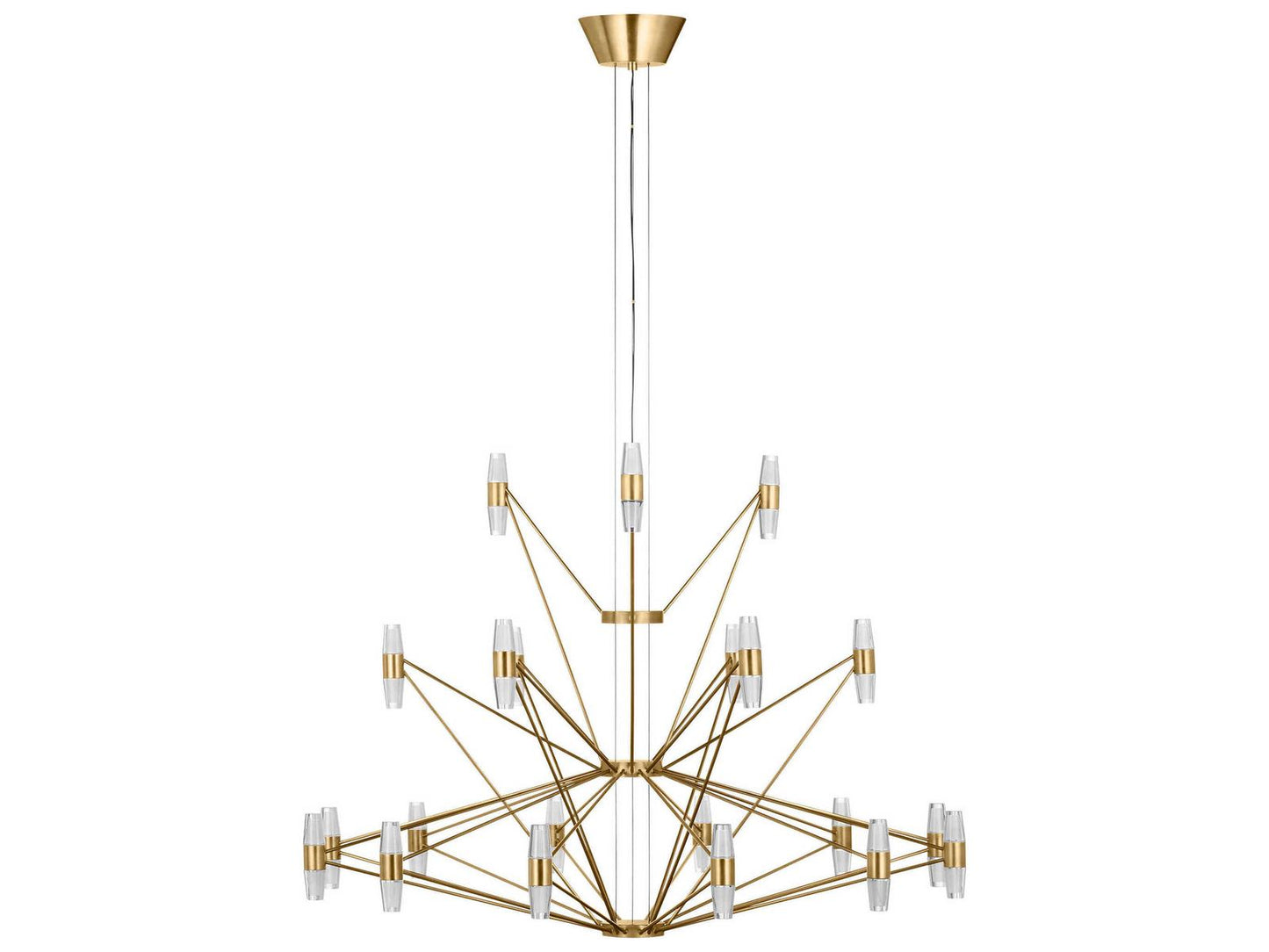 Visual Comfort Modern Lassell 42-Light LED Chandelier in Natural Brass with Crystal