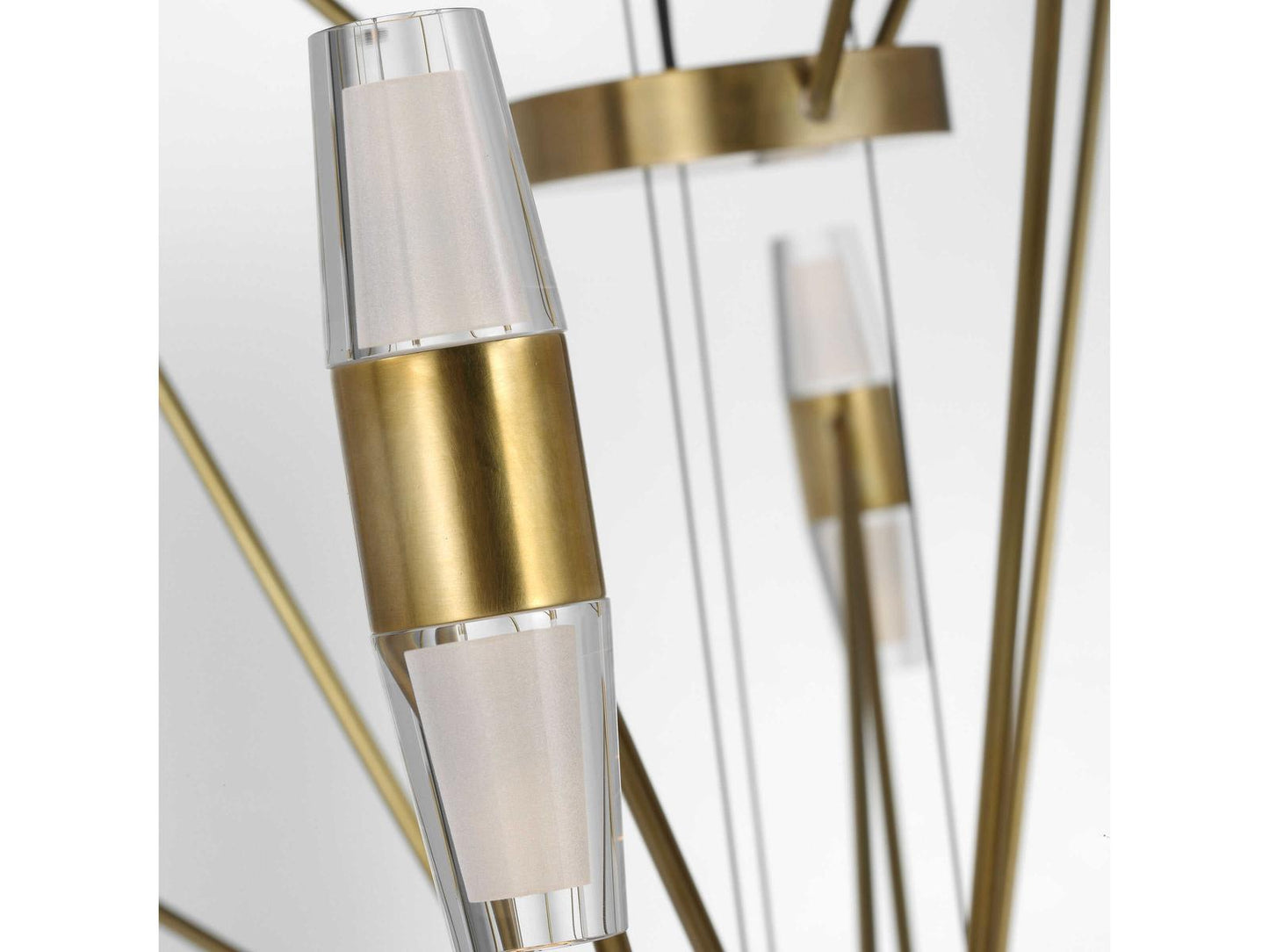 Visual Comfort Modern Lassell 42-Light LED Chandelier in Natural Brass with Crystal