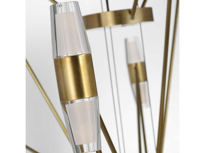 Visual Comfort Modern Lassell 42-Light LED Chandelier in Natural Brass with Crystal