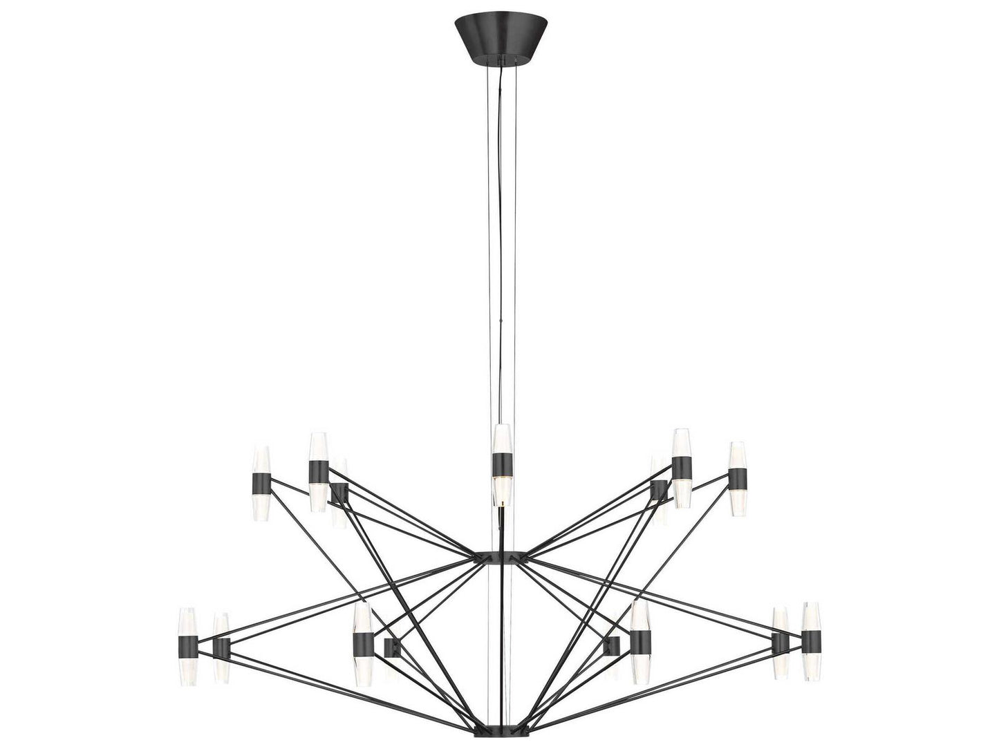 Visual Comfort Modern Lassell 48-Light LED Chandelier in Dark Bronze with Laser-Etched Crystal