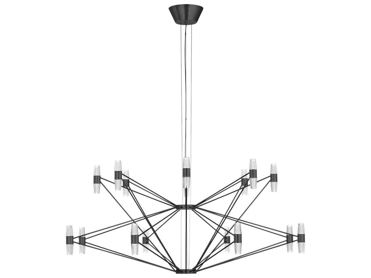 Visual Comfort Modern Lassell 48-Light LED Chandelier in Dark Bronze with Laser-Etched Crystal