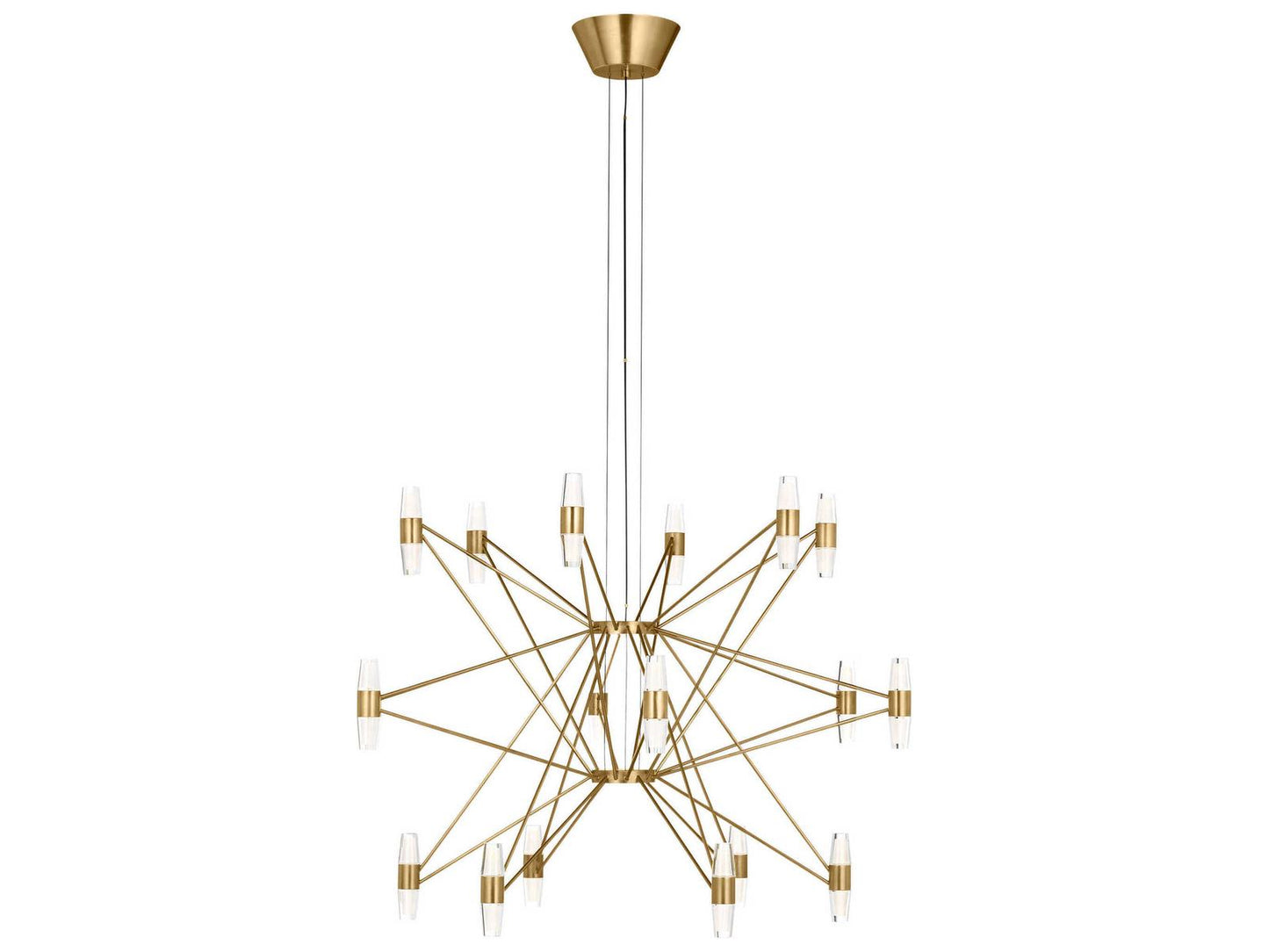 Visual Comfort Modern Lassell 36-Light LED Chandelier in Natural Brass