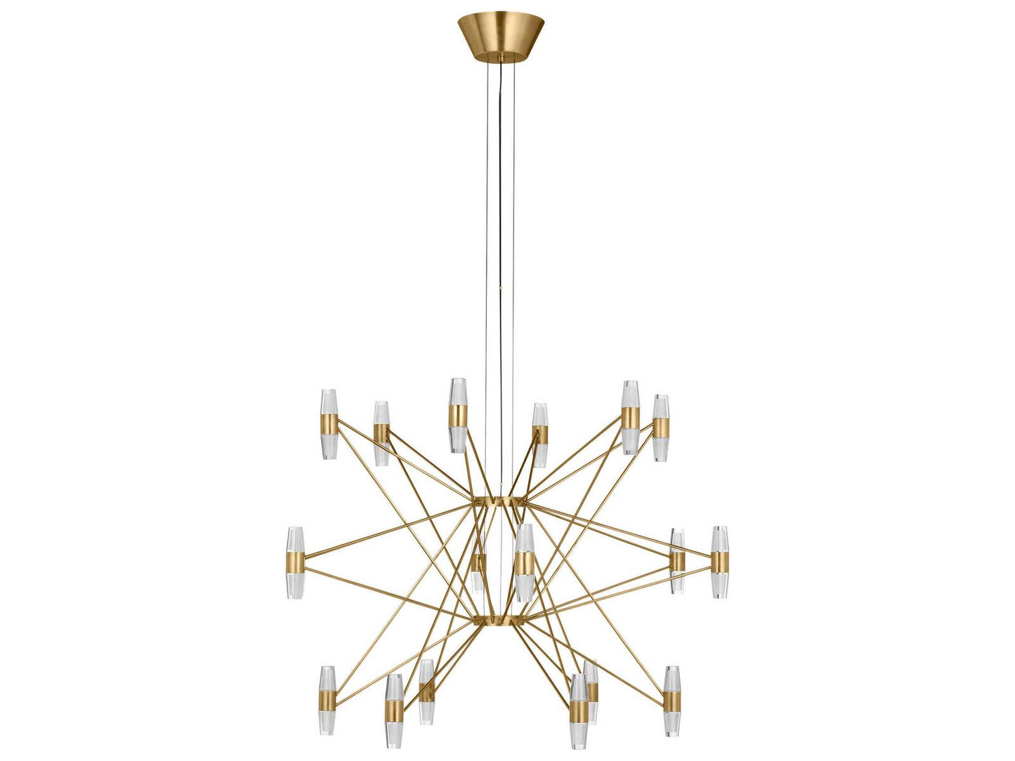 Visual Comfort Modern Lassell 36-Light LED Chandelier in Natural Brass