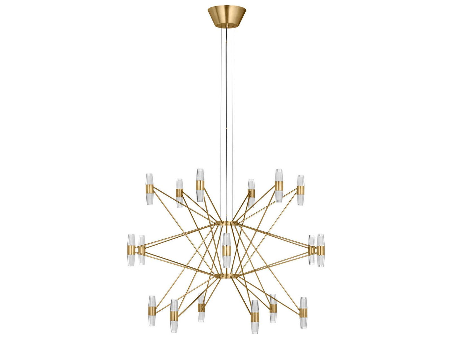 Visual Comfort Modern Lassell 36-Light LED Chandelier in Natural Brass