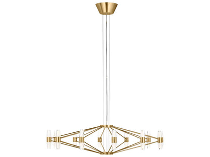 Visual Comfort Modern Lassell 24-Light LED Chandelier in Natural Brass