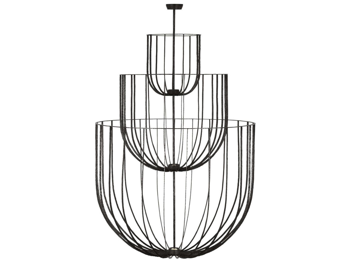 Visual Comfort Modern 4-Light Sanchi Three-Tier Chandelier in Aged Iron