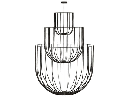 Visual Comfort Modern 4-Light Sanchi Three-Tier Chandelier in Aged Iron