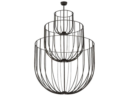 Visual Comfort Modern 4-Light Sanchi Three-Tier Chandelier in Aged Iron