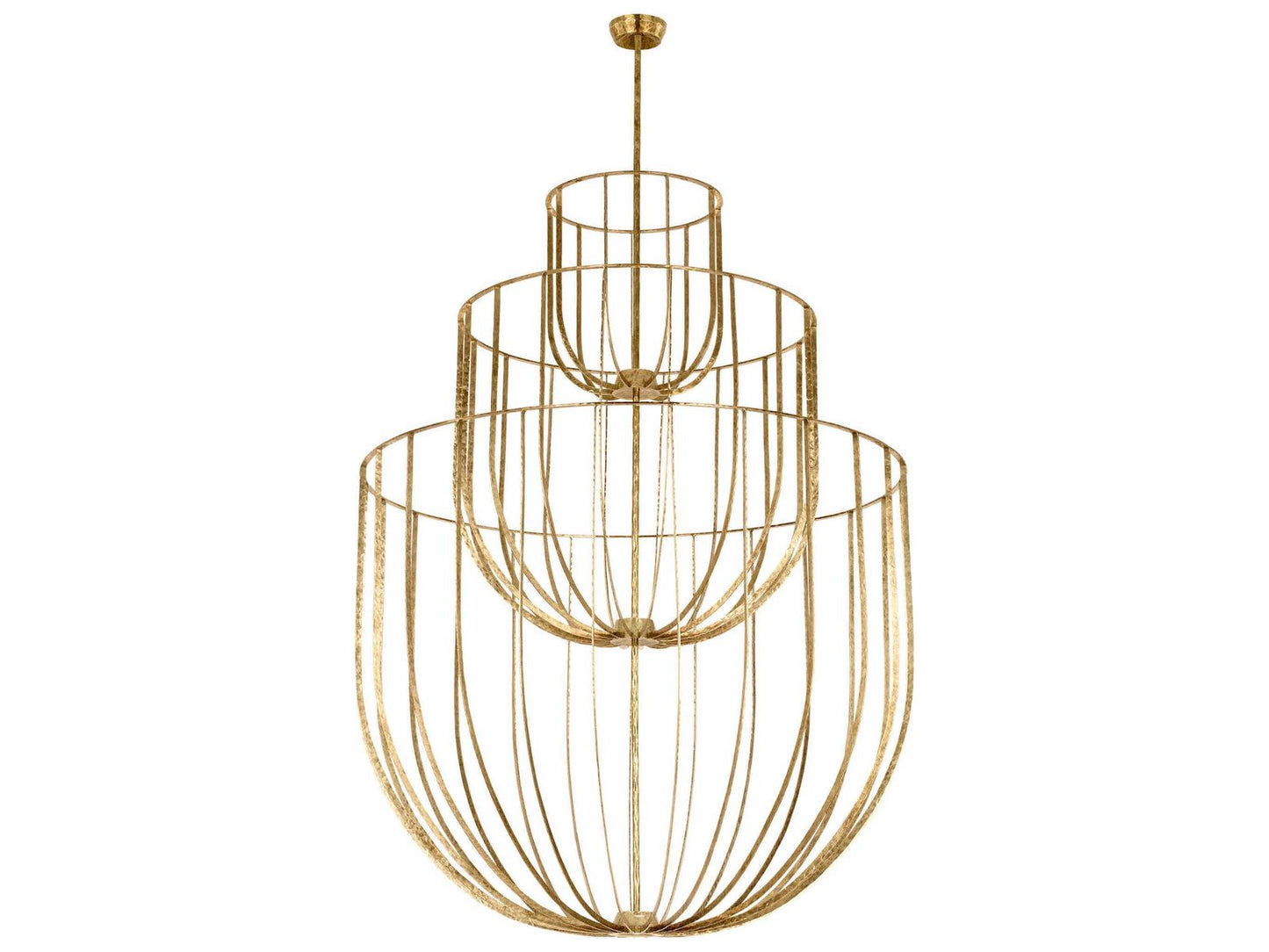 Visual Comfort Modern Sanchi 4-Light 3-Tier Chandelier in Polished Antique Brass