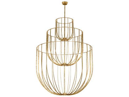 Visual Comfort Modern Sanchi 4-Light 3-Tier Chandelier in Polished Antique Brass