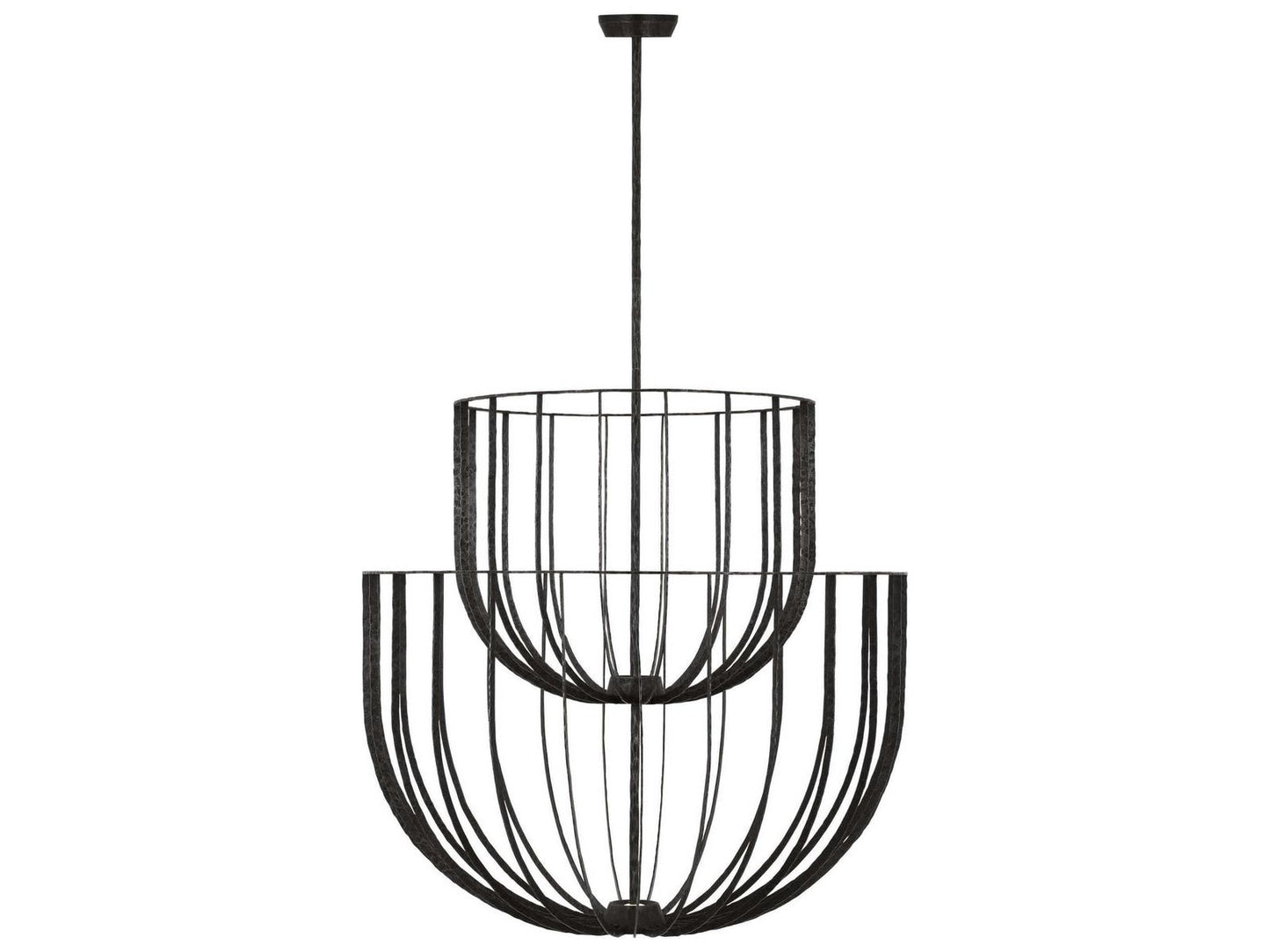 Visual Comfort Modern Sanchi Large Two-Tier LED Chandelier in Aged Iron