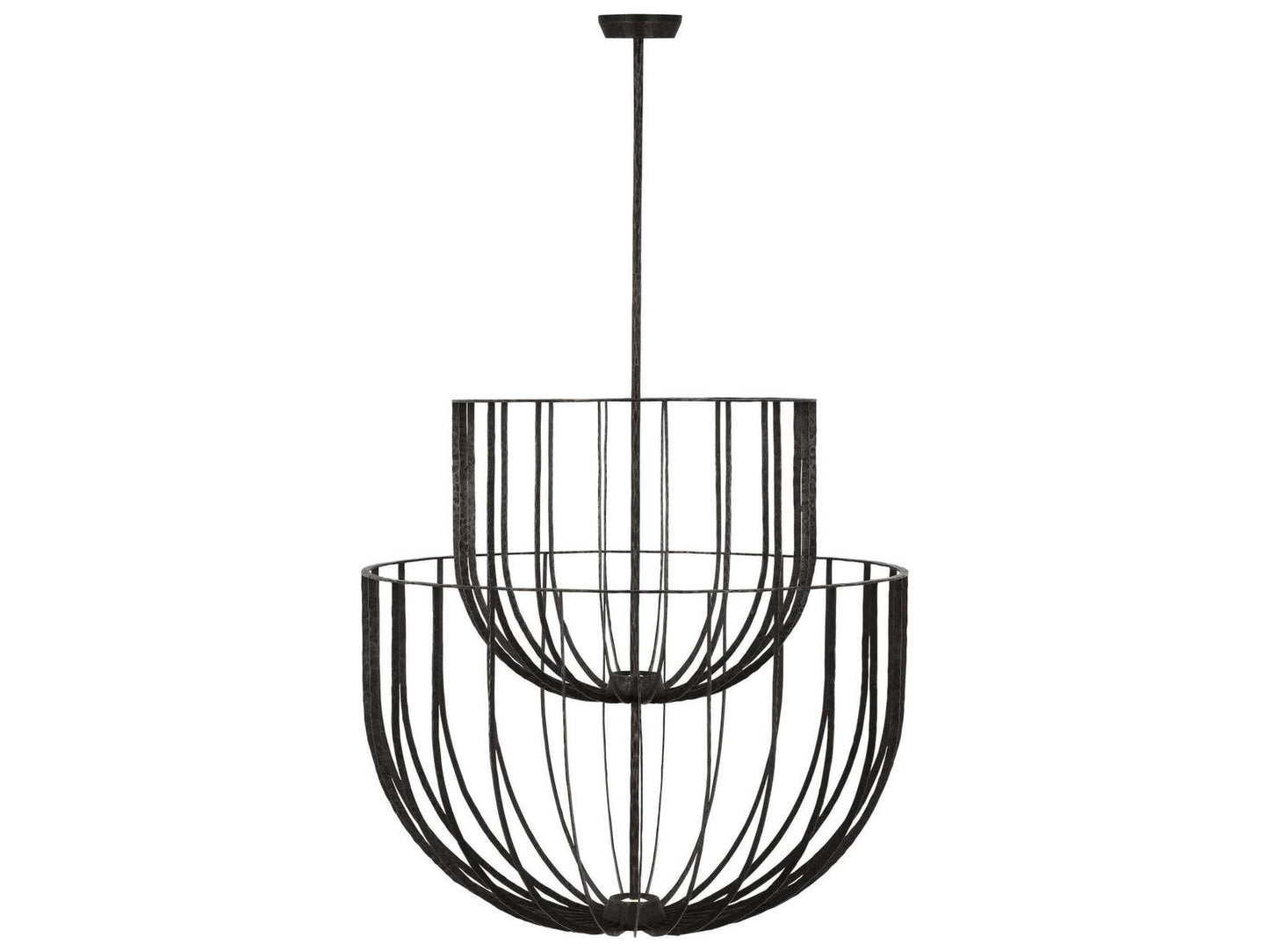 Visual Comfort Modern Sanchi Large Two-Tier LED Chandelier in Aged Iron
