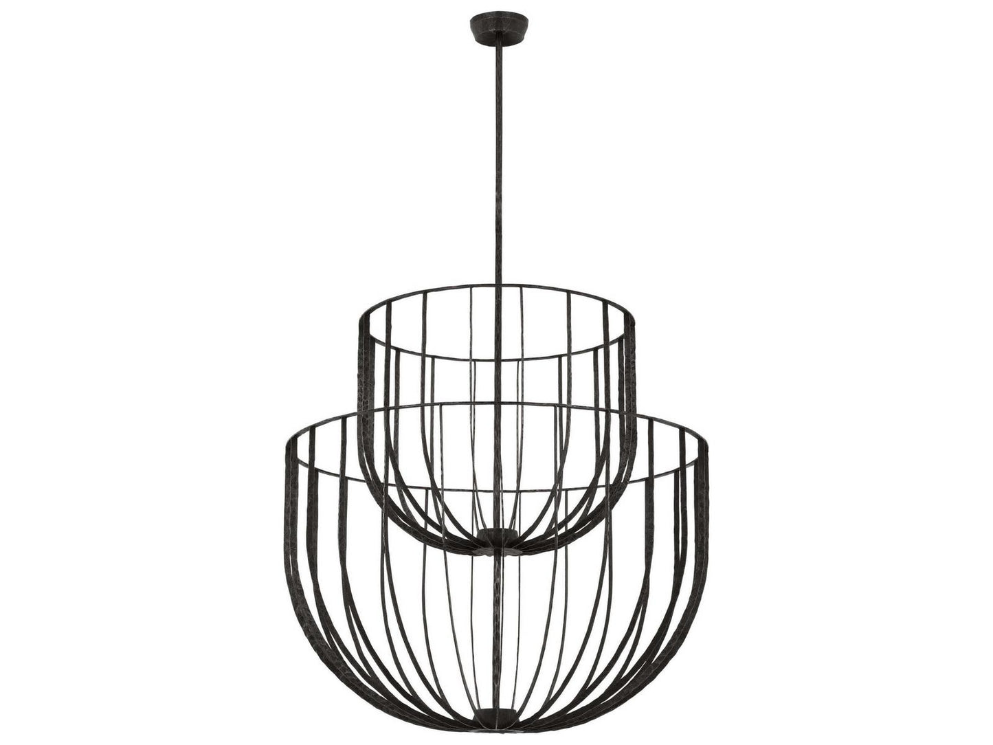 Visual Comfort Modern Sanchi Large Two-Tier LED Chandelier in Aged Iron