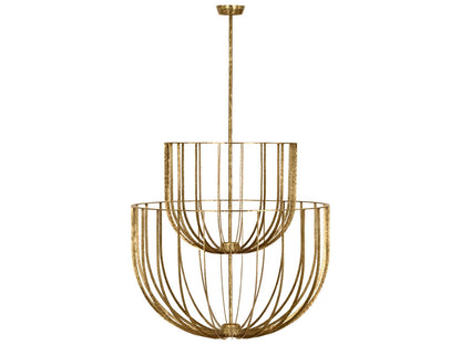 Visual Comfort Modern Sanchi 3-Light LED Chandelier Polished Antique Brass