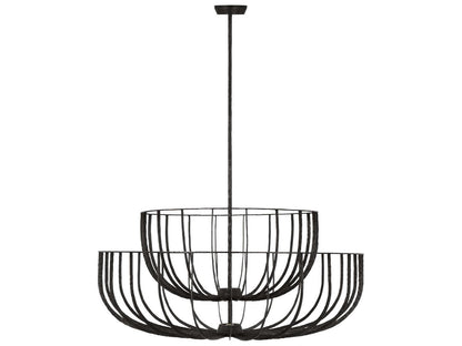 Visual Comfort Modern Sanchi X-Large Two-Tier LED Chandelier in Aged Iron