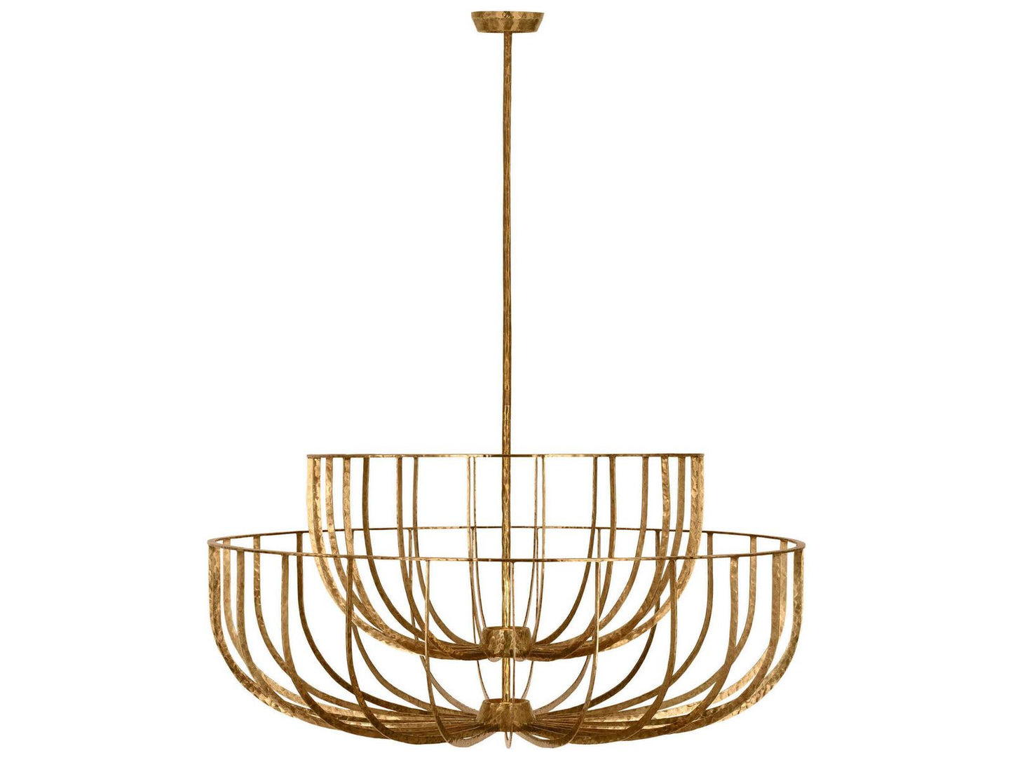 Visual Comfort Modern Sanchi X-Large Two-Tier LED Chandelier in Polished Antique Brass