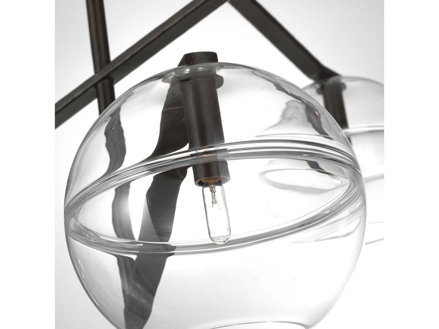 Visual Comfort Modern Lowing 6-Light Chandelier Blackened Forged with Clear Glass