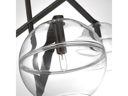 Visual Comfort Modern Lowing 6-Light Chandelier Blackened Forged with Clear Glass