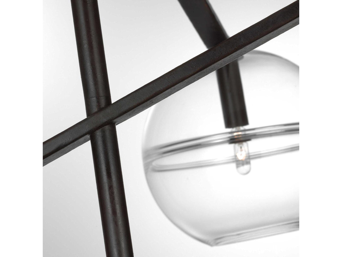 Visual Comfort Modern Lowing 6-Light Chandelier Blackened Forged with Clear Glass