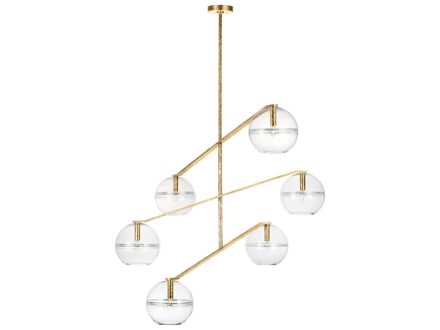 Visual Comfort Modern 6-Light Lowing Chandelier Polished Antique Brass