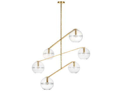 Visual Comfort Modern 6-Light Lowing Chandelier Polished Antique Brass