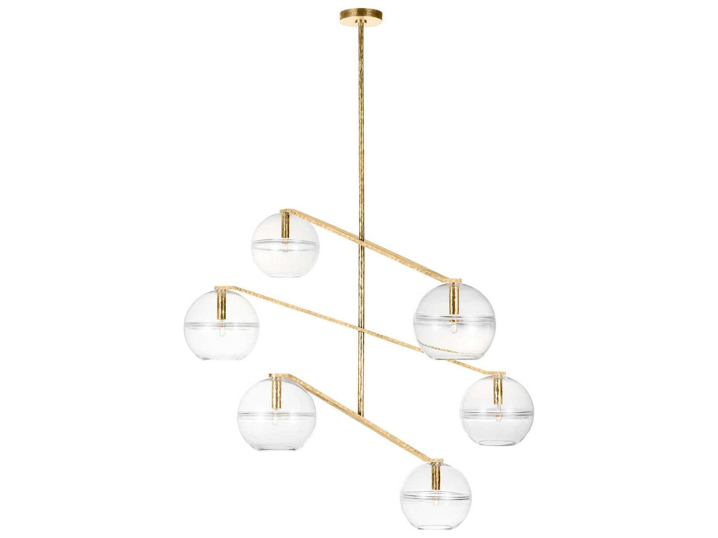 Visual Comfort Modern 6-Light Lowing Chandelier Polished Antique Brass