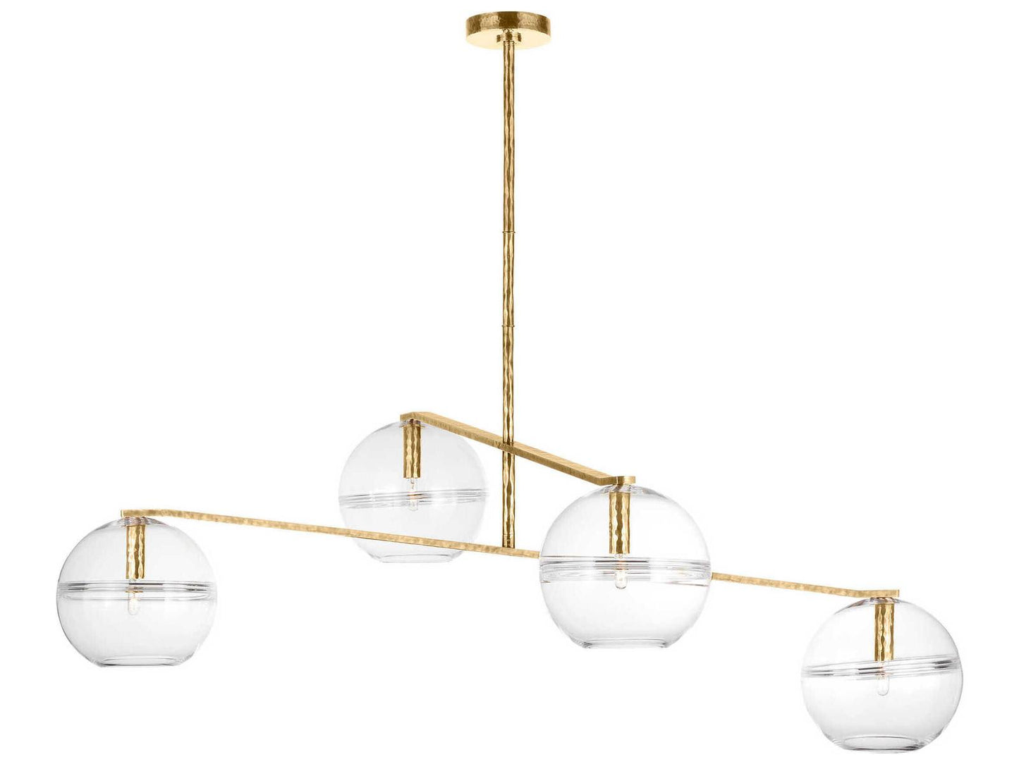 Visual Comfort Modern 4-Light Lowing Chandelier in Polished Antique Brass