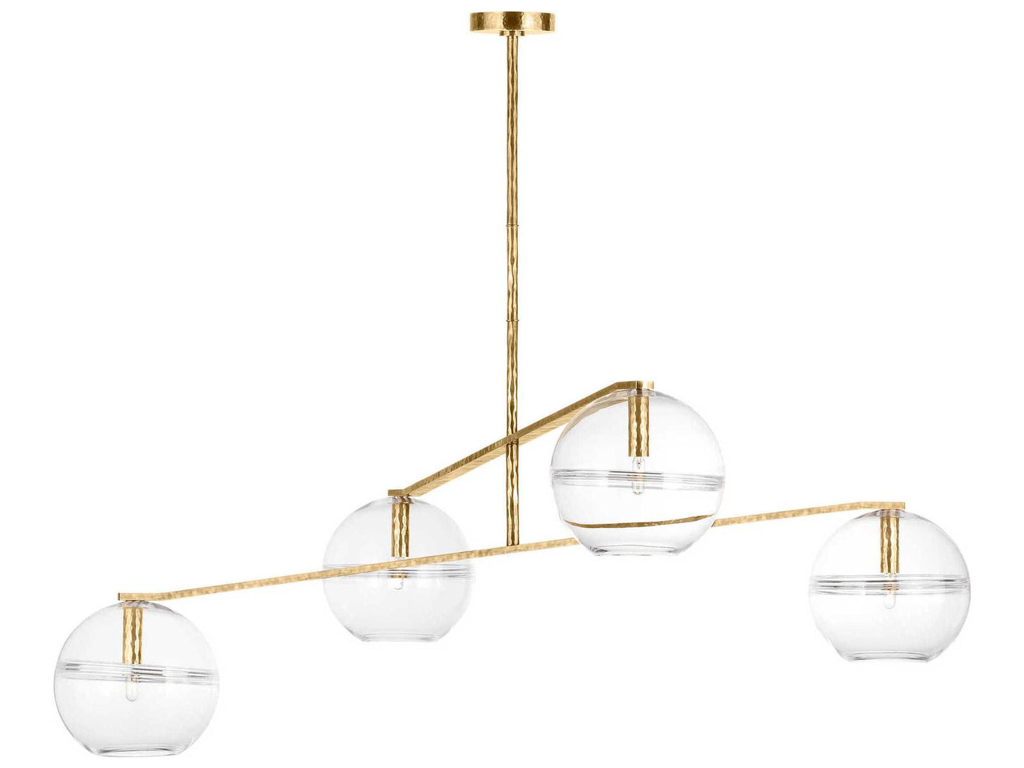 Visual Comfort Modern 4-Light Lowing Chandelier in Polished Antique Brass