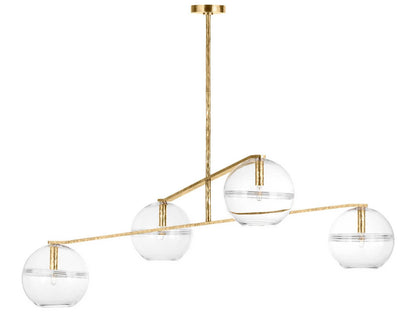 Visual Comfort Modern 4-Light Lowing Chandelier in Polished Antique Brass